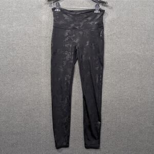 Spanx Yoga Pants Womens Large Leggings Exercise Control Black Camo Black